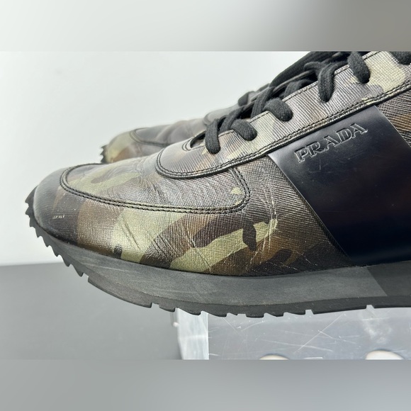 Prada Matchrace Leather sneakers in green & black Camo size 11 - Picture 8 of 14